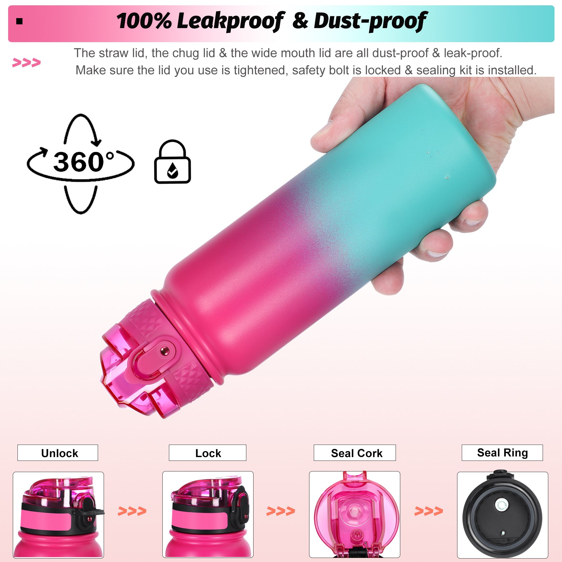 600ml 20oz Stainless Steel Sports Water Bottle Double Wall Thermos Portable Vacuum Flask Tumbler with Custom Logo