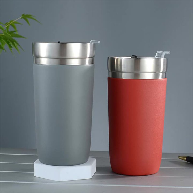 16oz Double Wall Stainless Steel Mug With Lid Outdoor Camping Cups Travel Vacuum Tumbler Coffee