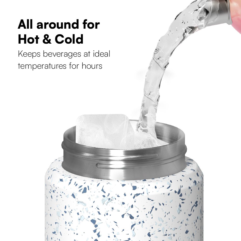 Custom Terrazzo Printing Insulated Water Bottles Stainless Steel Double Wall Vacuum Flask with Lid BPA free 18oz 24oz 32oz