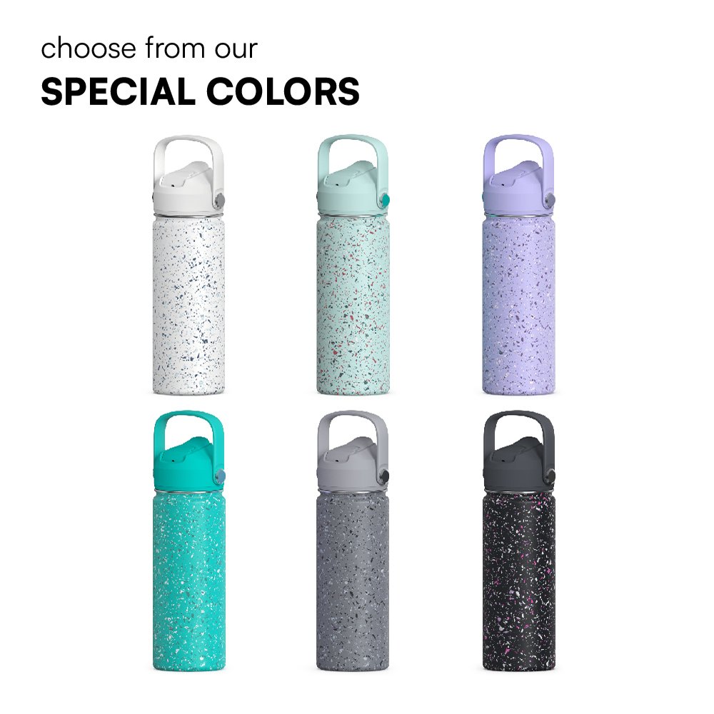 Custom Terrazzo Printing Insulated Water Bottles Stainless Steel Double Wall Vacuum Flask with Lid BPA free 18oz 24oz 32oz