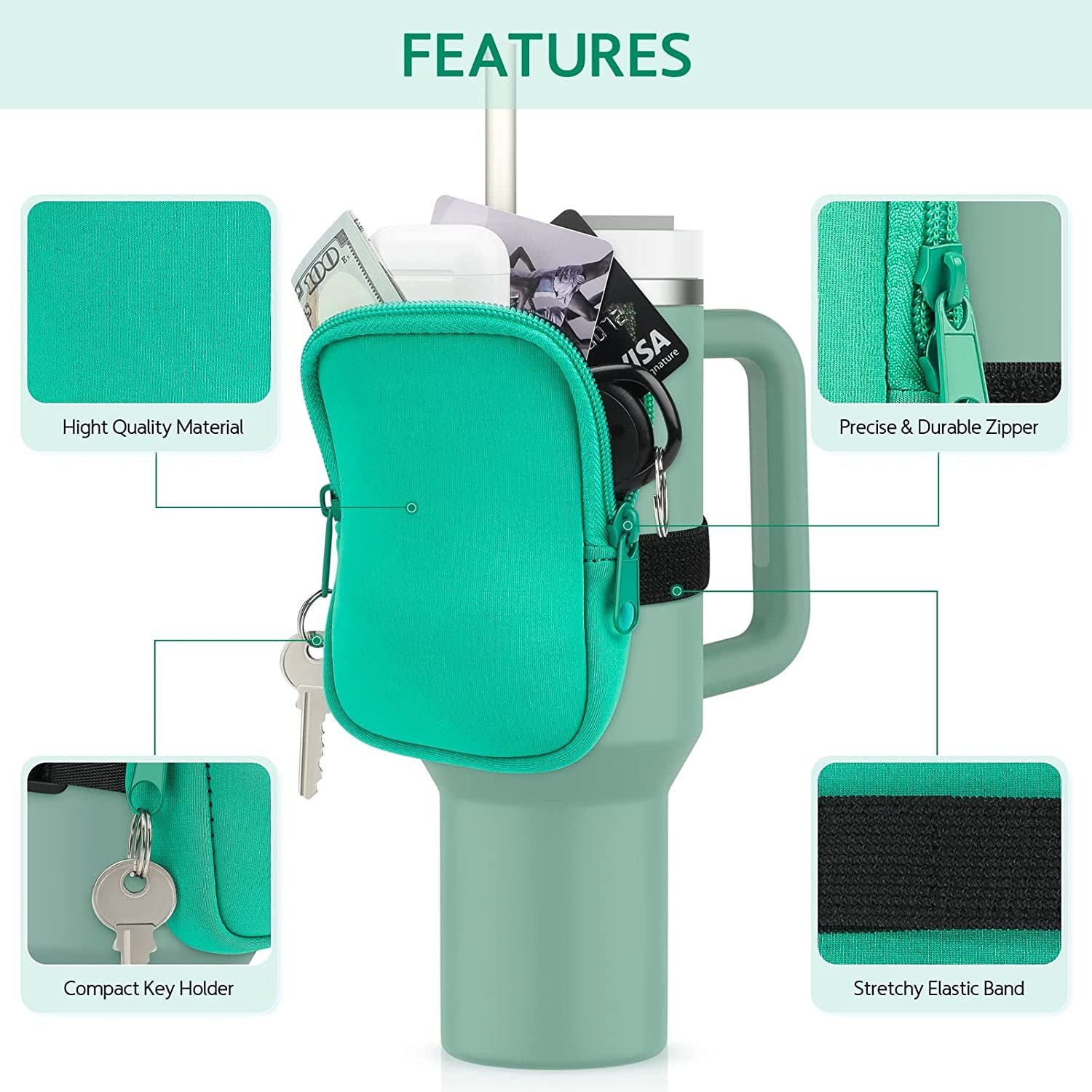 40oz Tumbler Cup Sleeve Bag Gym Accessories For Running Water Bottle Pouch For H2.0 Drinking Accessories W23-144