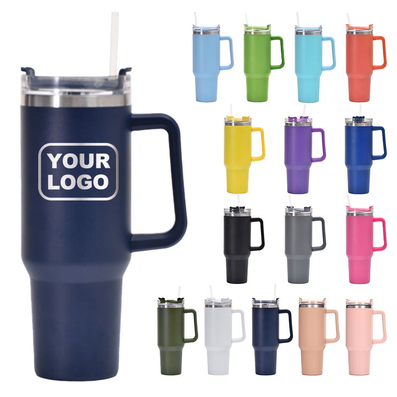 40 Oz Christmas Tumbler With Handle Stainless Steel Insulated Vacuum Reusable Christmas Thermos Tumbler Travel Coffee Mug Cup