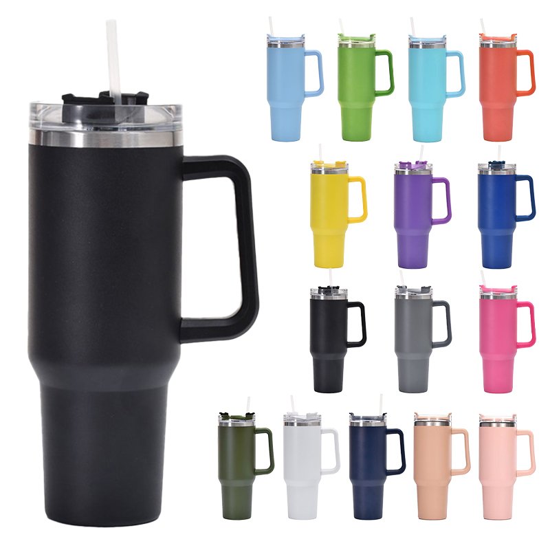 40 Oz Christmas Tumbler With Handle Stainless Steel Insulated Vacuum Reusable Christmas Thermos Tumbler Travel Coffee Mug Cup