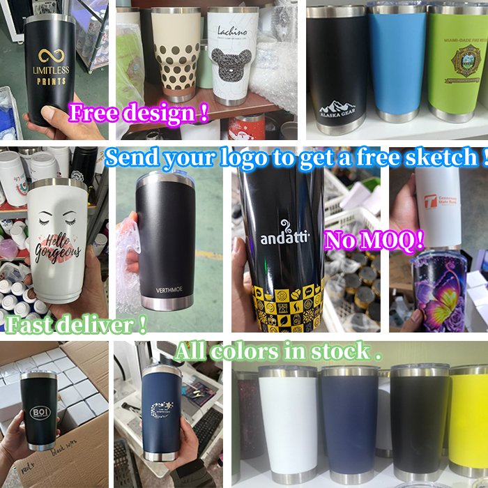 ZP Custom logo 20oz 30oz powder coated stainless steel tumbler Vacuum Insulated 20oz car tumbler with Slider Lid and straw