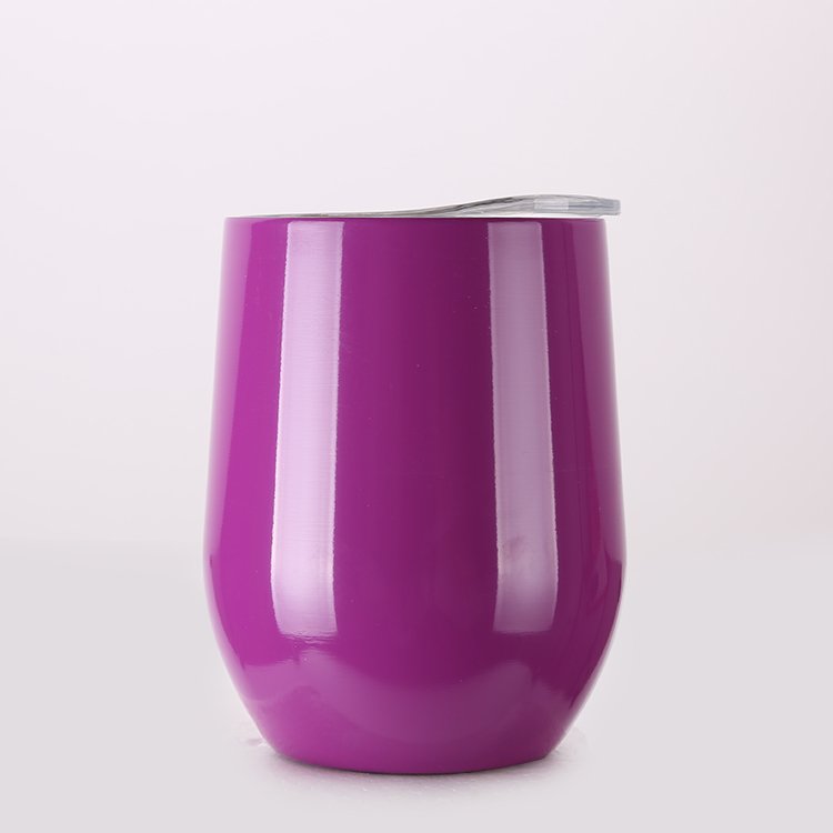 Hot Sale 12Oz Vacuum Flasks Insulated Stainless Steel Eggshell To Keep Cold Red Wine With Lid Coffee Cup Rose Gold Custom