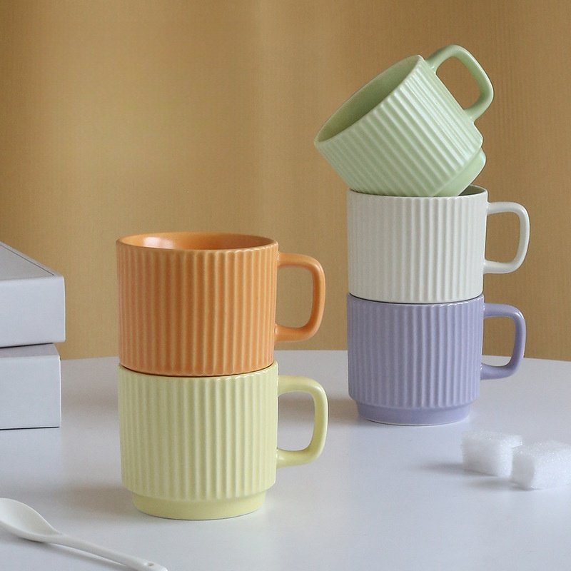 Minimally striped ceramic mug coffee cup promotion cup