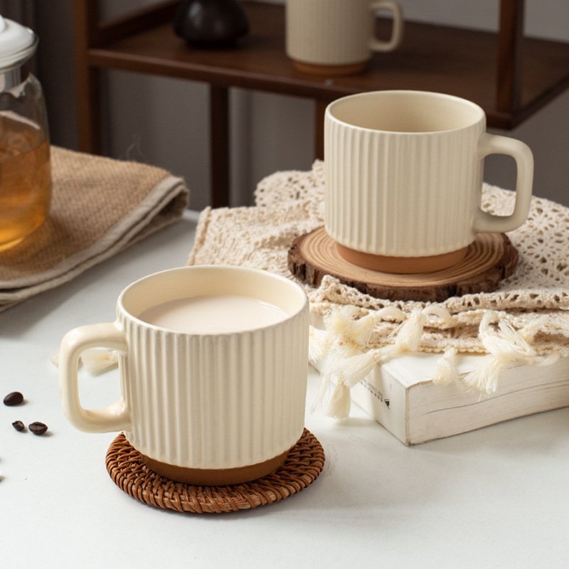 Minimally striped ceramic mug coffee cup promotion cup