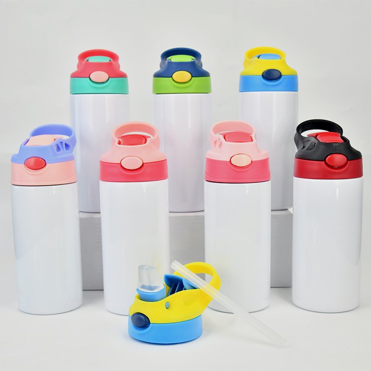 USA Warehouse Flip Top Kid Tumbler Blanks sublimation 12oz 20oz kids baby children skinny straight Vacuum Insulated Water bottle