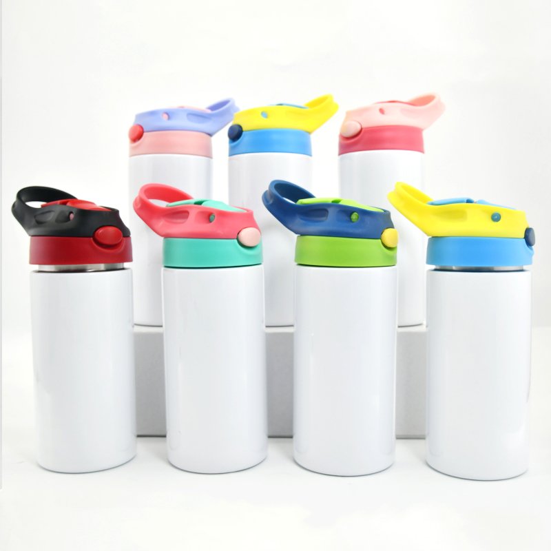 USA Warehouse Flip Top Kid Tumbler Blanks sublimation 12oz 20oz kids baby children skinny straight Vacuum Insulated Water bottle