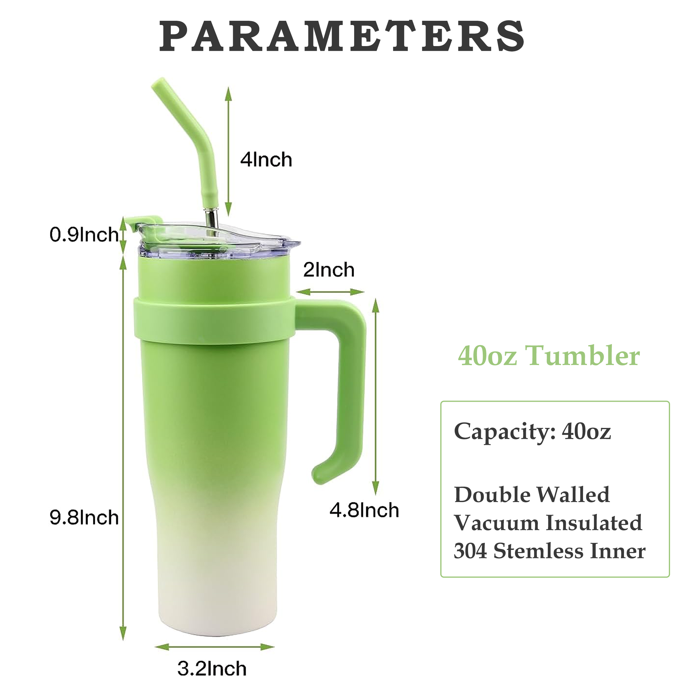 Custom 40oz double walled tumbler cup insulated travel coffee mug stainless steel vacuum flask with handle