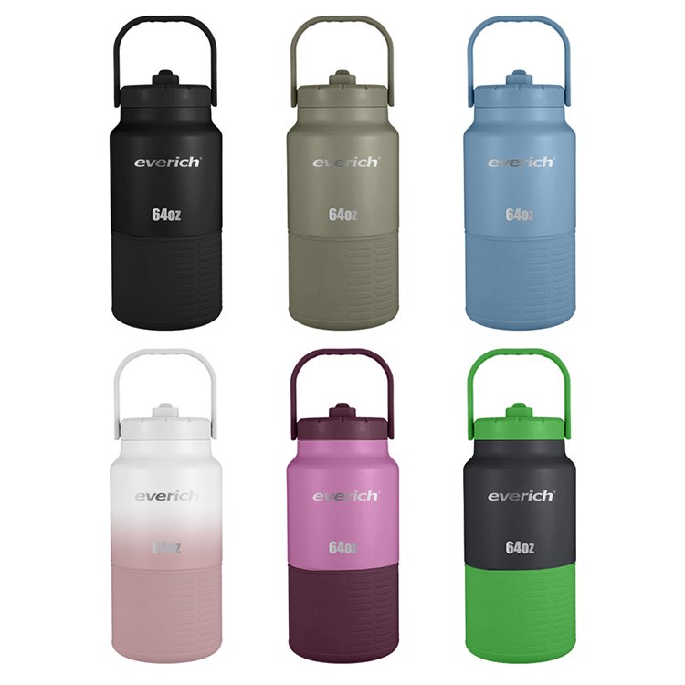 Everich Large Capacity 2L Growler Vacuum Flask 64oz water jug gallon water bottle