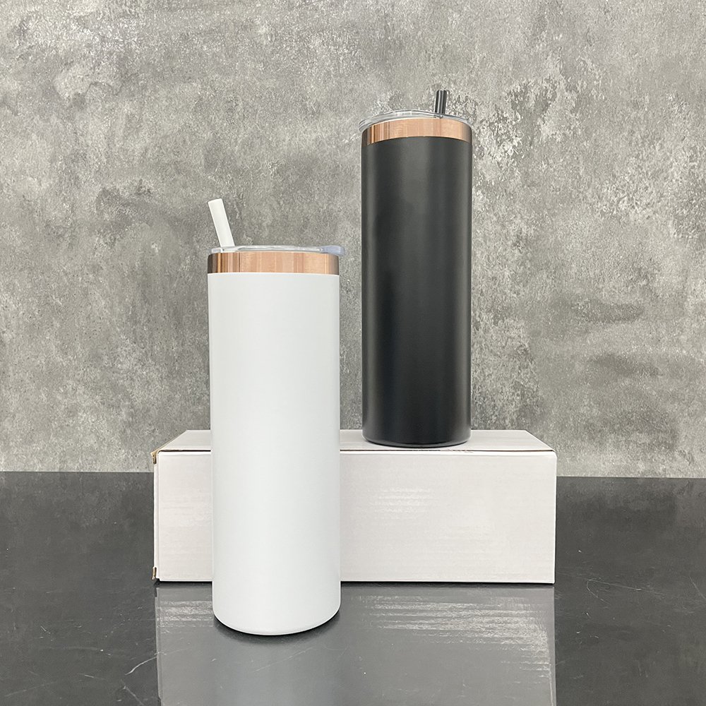 25 pack 20oz straight double walled stainless steel powder coated laser engraving mirror copper plated skinny tumbler travel mug