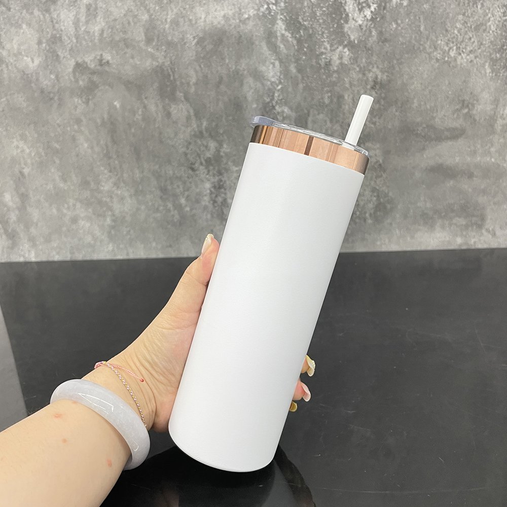 25 pack 20oz straight double walled stainless steel powder coated laser engraving mirror copper plated skinny tumbler travel mug