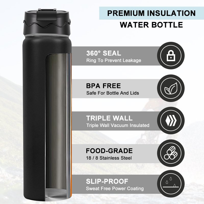 Hot Selling Leak Proof Metal Double Wall 25oz Stainless Steel Vacuum Flask Water Bottle With Custom Colors Logos