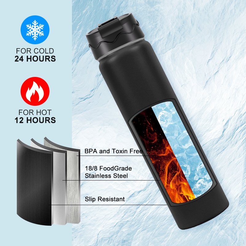 Hot Selling Leak Proof Metal Double Wall 25oz Stainless Steel Vacuum Flask Water Bottle With Custom Colors Logos