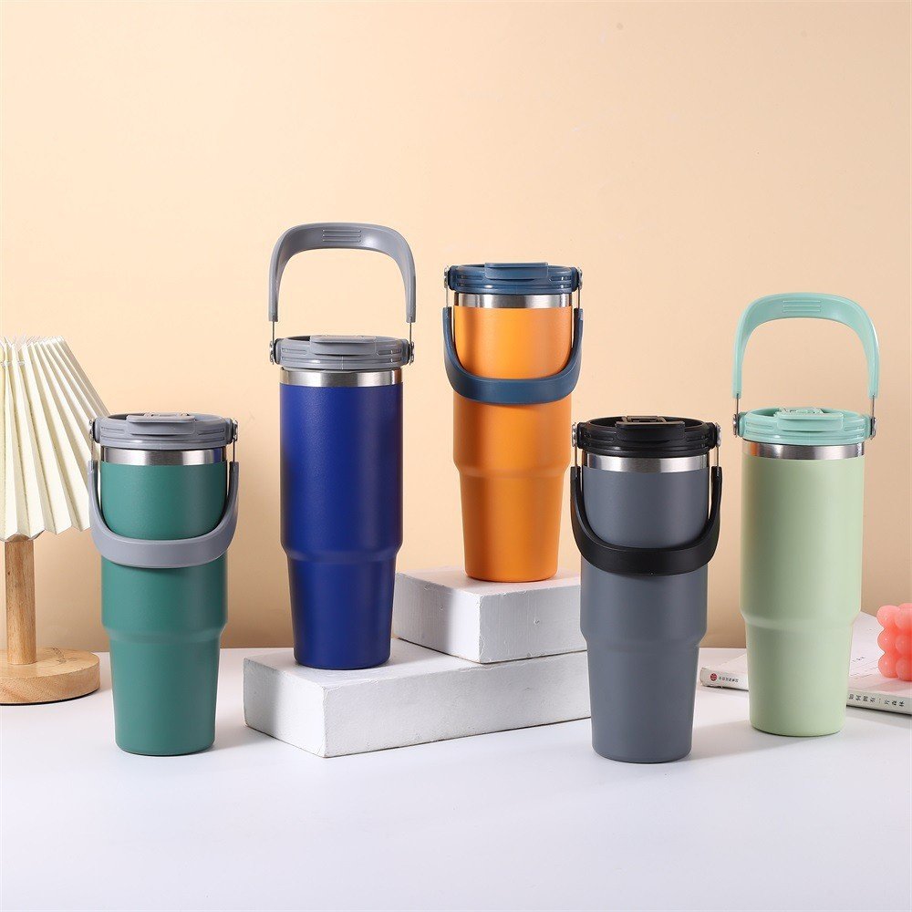 20oz 30oz 40oz tumbler with handle lid straw stainless steel metal double wall 40 oz travel water bottle insulated coffee cups