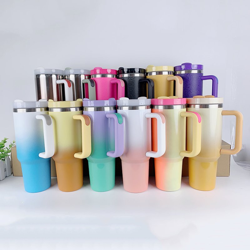 20oz 30oz 40oz tumbler with handle lid straw stainless steel metal double wall 40 oz travel water bottle insulated coffee cups