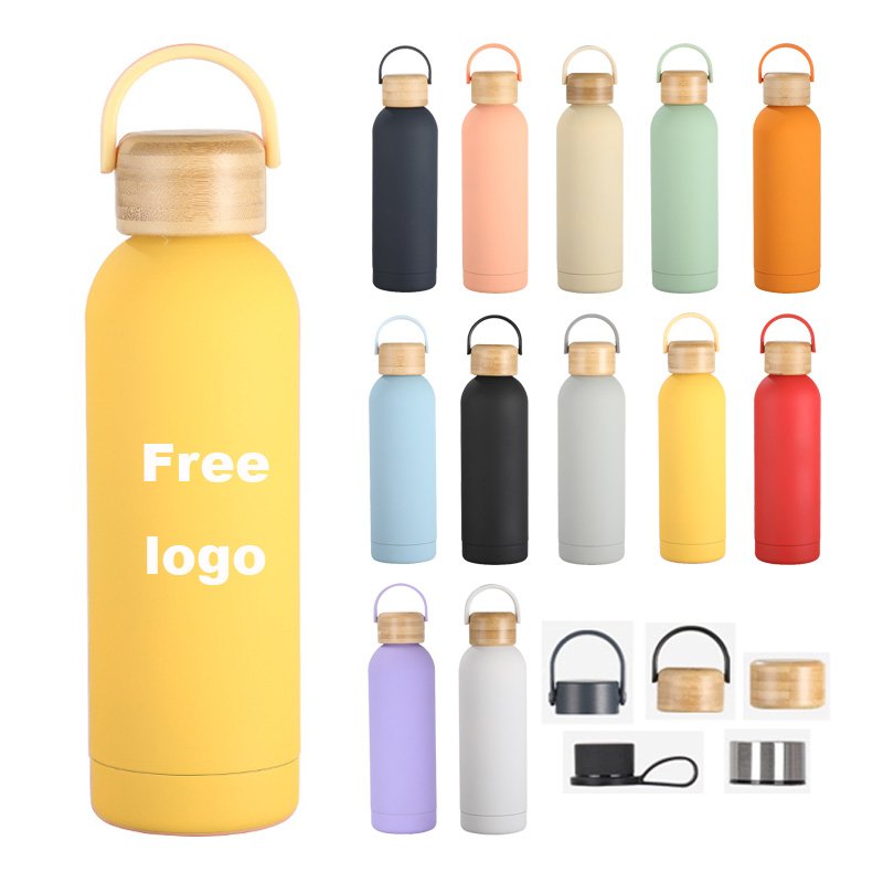Small mouth 350ml 500ml 750ml Sport Travel Water Bottles Rubber Painted Laser Engraved LOGO Double Walled Vacuum Flask Bottle