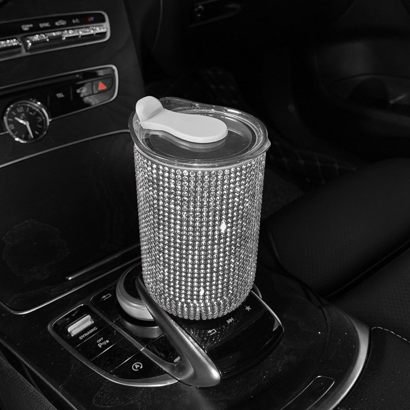 Portable 300ml Rhinestone Coffee Cup Mug Vacuum Flask Bling Mini Diamond Thermos Drink Water Bottles With Lid