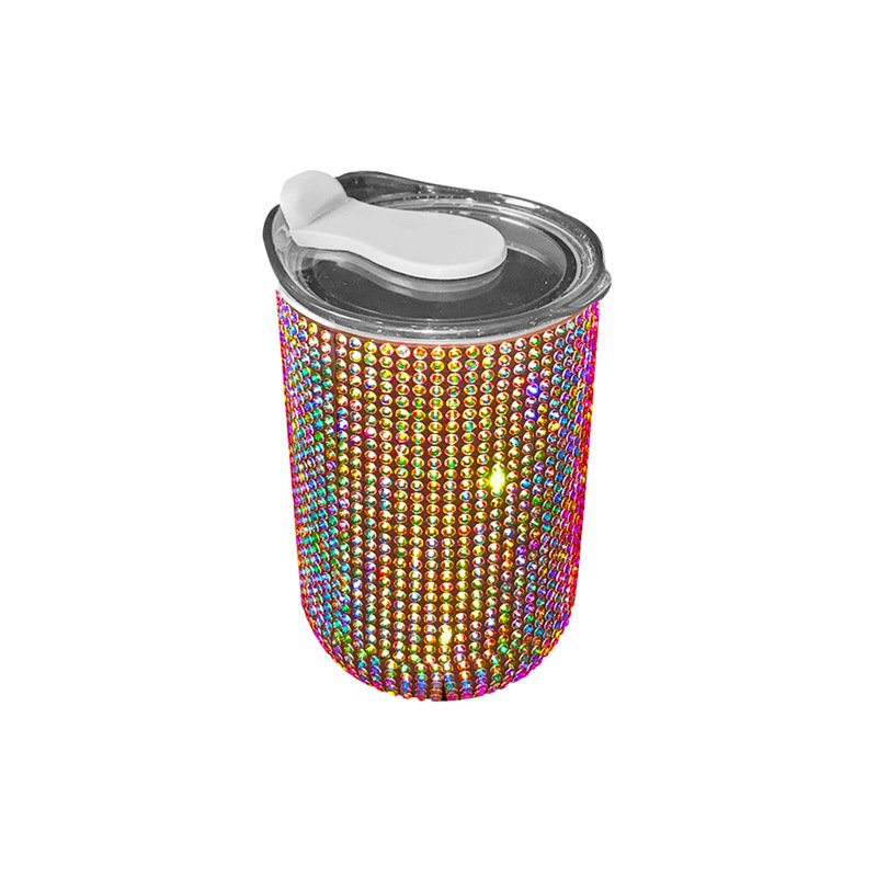 Portable 300ml Rhinestone Coffee Cup Mug Vacuum Flask Bling Mini Diamond Thermos Drink Water Bottles With Lid