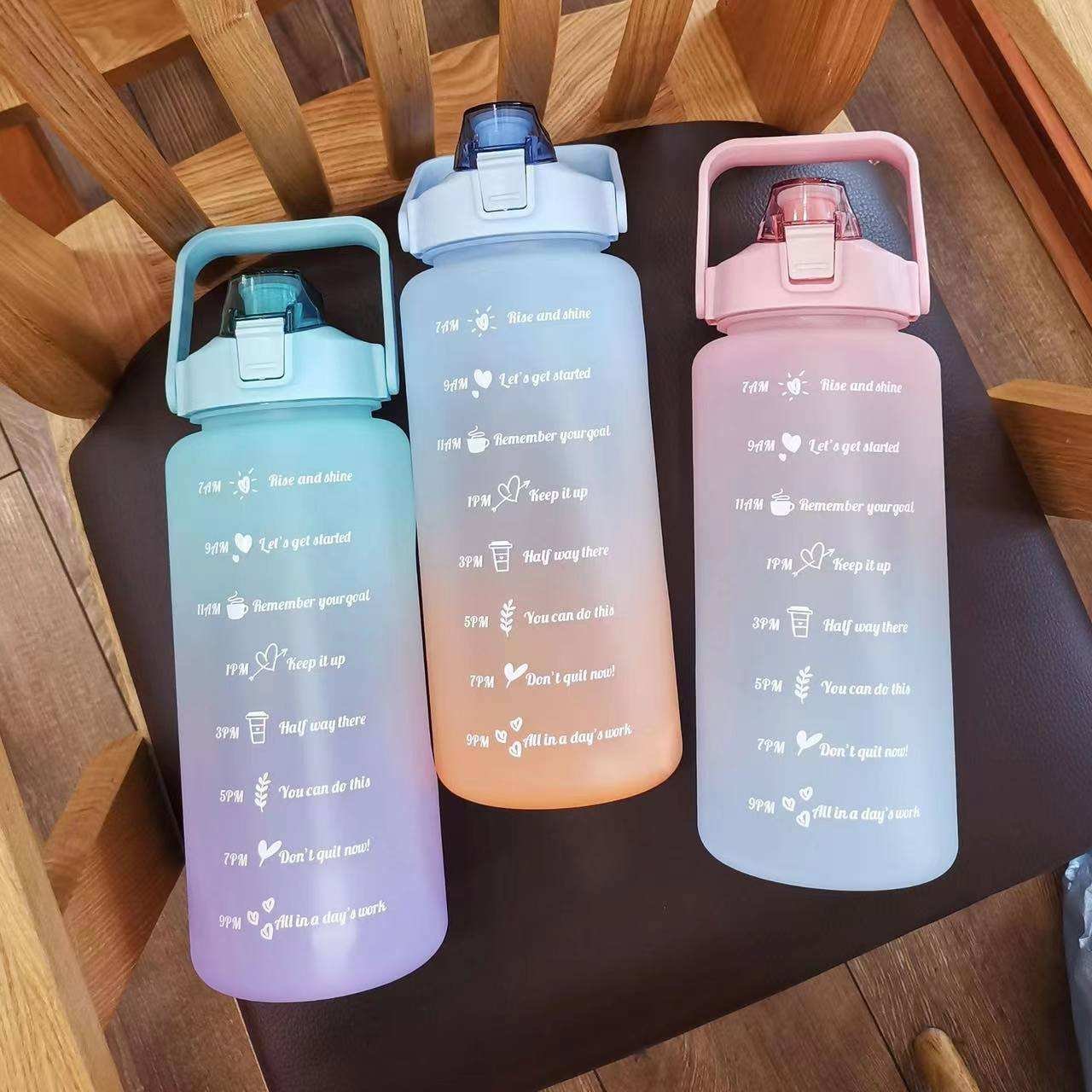 Non-Toxic BPA Free Eco-Friendly Top Leak Proof Lid 2L Large Motivational Sports Water Bottle with Flow Flip & Time Marker