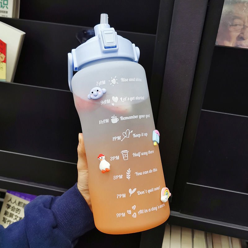 Non-Toxic BPA Free Eco-Friendly Top Leak Proof Lid 2L Large Motivational Sports Water Bottle with Flow Flip & Time Marker