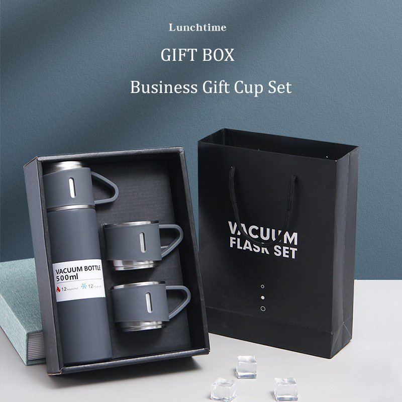 Unisex Custom Logo Water Bottles Set with Gift Box Vacuum Flask Insulated Mug for Business Gift Thermal Cup