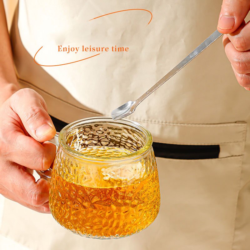 Anti-heat Cup Household Milk Handheld Bear Glass Drinking Coffee Flower Tea Breakfast Ice Mug 400ml Bottle Cover Handle Spoon
