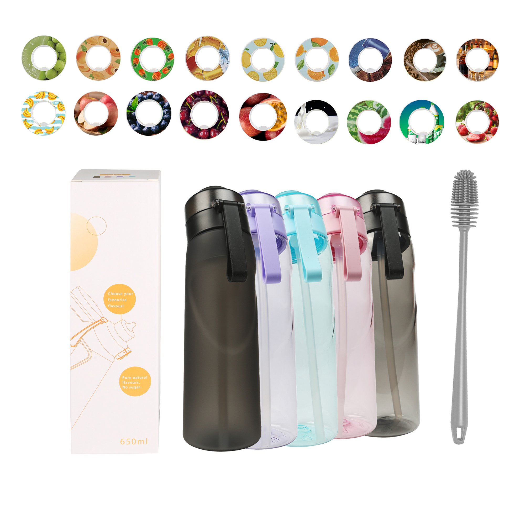 hot product bpa free custom logo air fruit flavor plastic water bottle colorful water bottle
