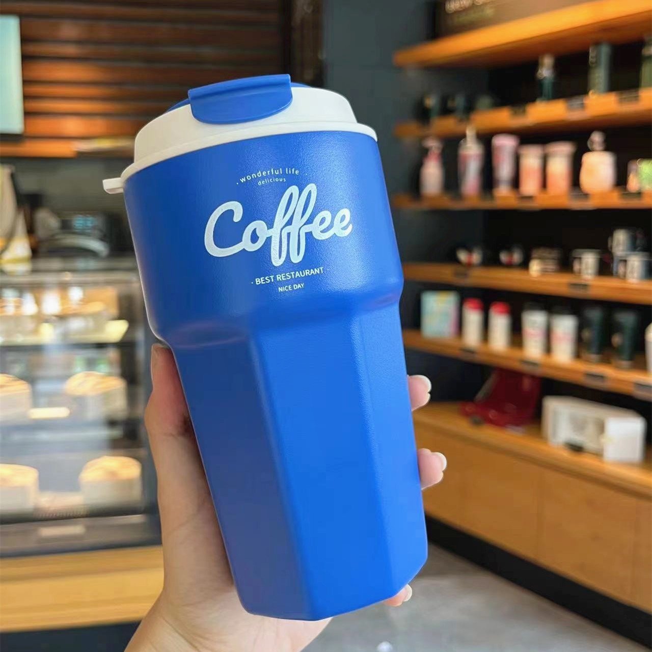 2023 New Coffee Mugs Beer Cups Double Stainless Steel Vaccum Flasks Portable Car Thermos Insulated Travel Cola Mug With Lid