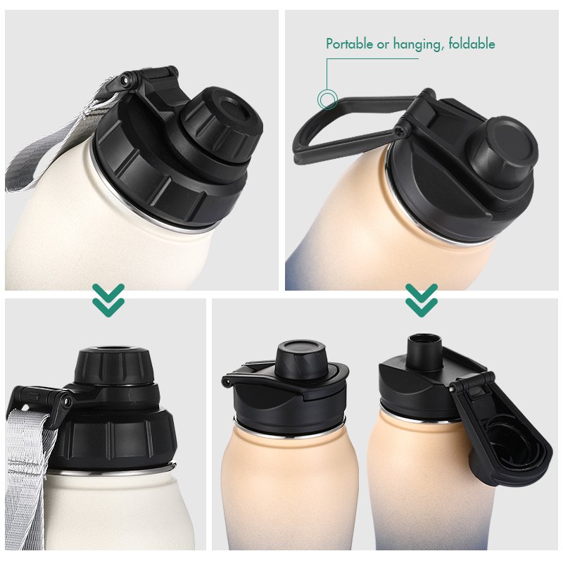 everich wavy shape wide mouth water bottle stainless steel coffee customize color logo water bottles with straw lid
