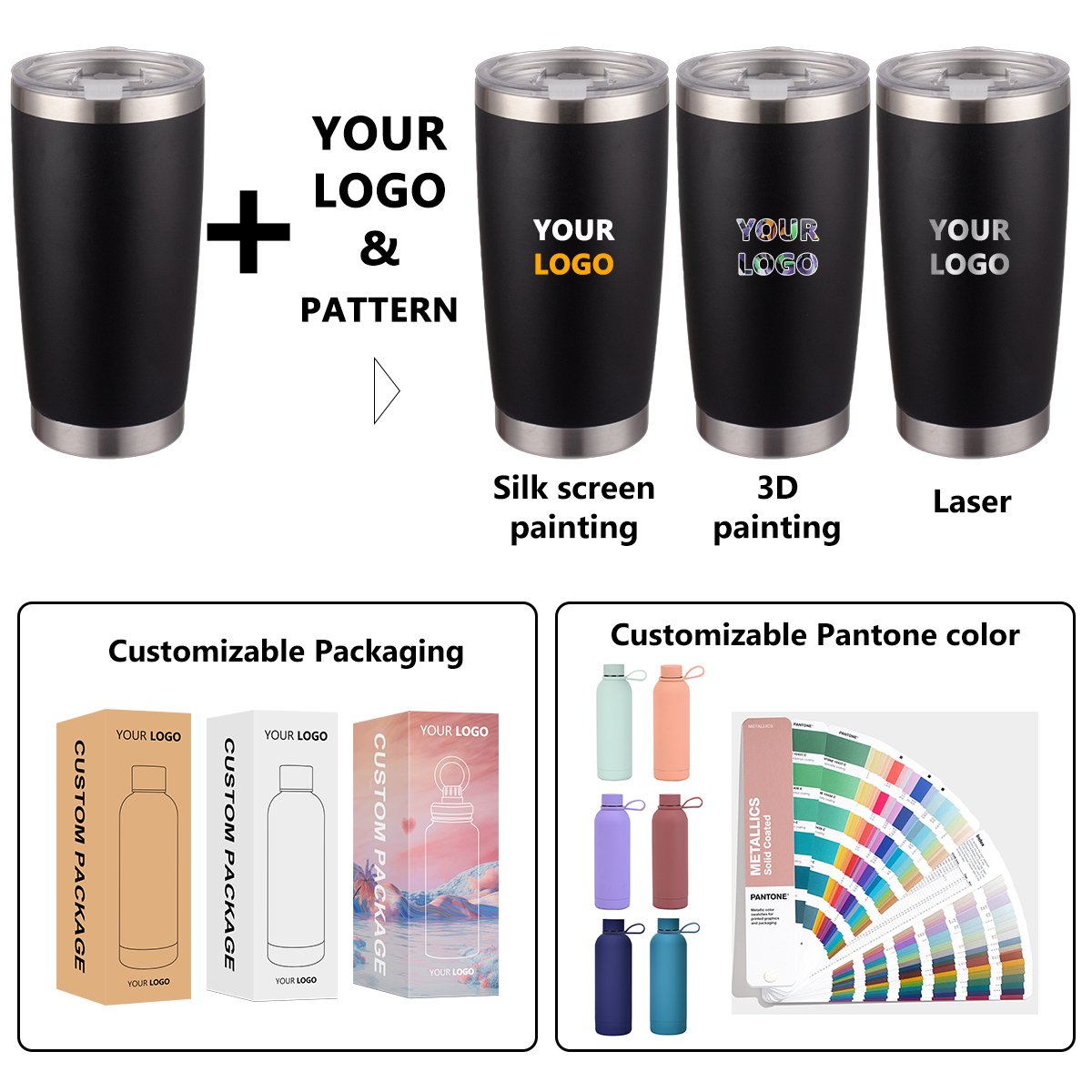 TY Custom logo 20oz stainless steel tumbler Double wall vacuum insulated Travel Mug with Slider Lid and straw