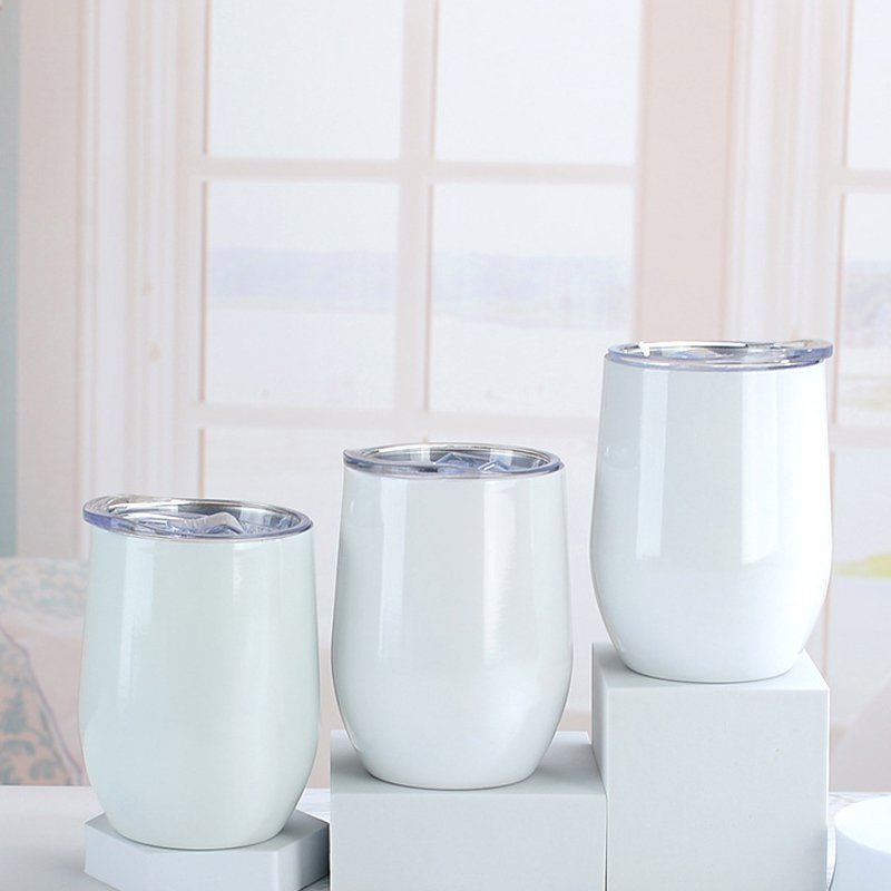 Customized Logo 12 oz Wine Tumbler Stainless Steel Double Walled Vacuum Sublimation Travel Coffee Mug