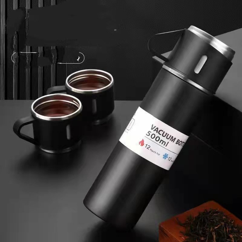 500ML Stainless Steel Vacuum Flask Gift Set Temperature Keeping Thermos Bottle Outdoor Hot Water Thermal Insulation Couple Cup