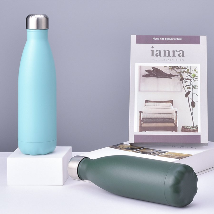 Stainless Steel Bottle Double Wall Insulated Vacuum Flask Powder Coated Metal Water Bottle For Sports