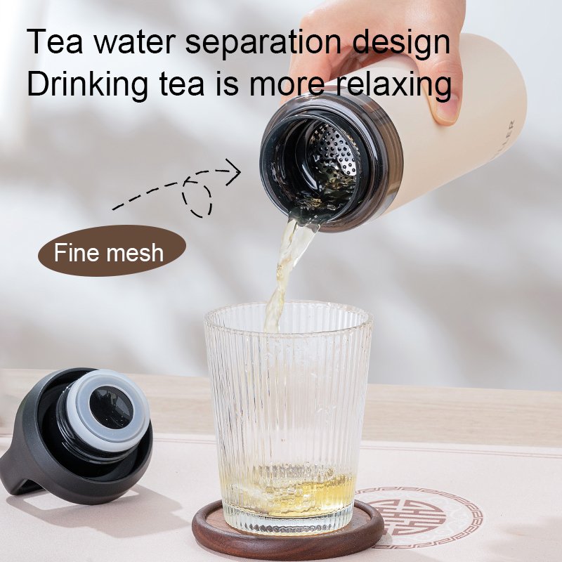 Custom Logo Portable Stainless Steel Water Bottle with Tea Infuser 500ml Capacity Vacuum Flask Straight Cup-for Business Gifts