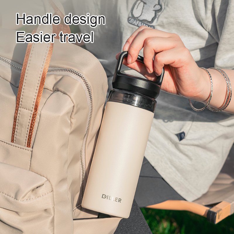 Custom Logo Portable Stainless Steel Water Bottle with Tea Infuser 500ml Capacity Vacuum Flask Straight Cup-for Business Gifts