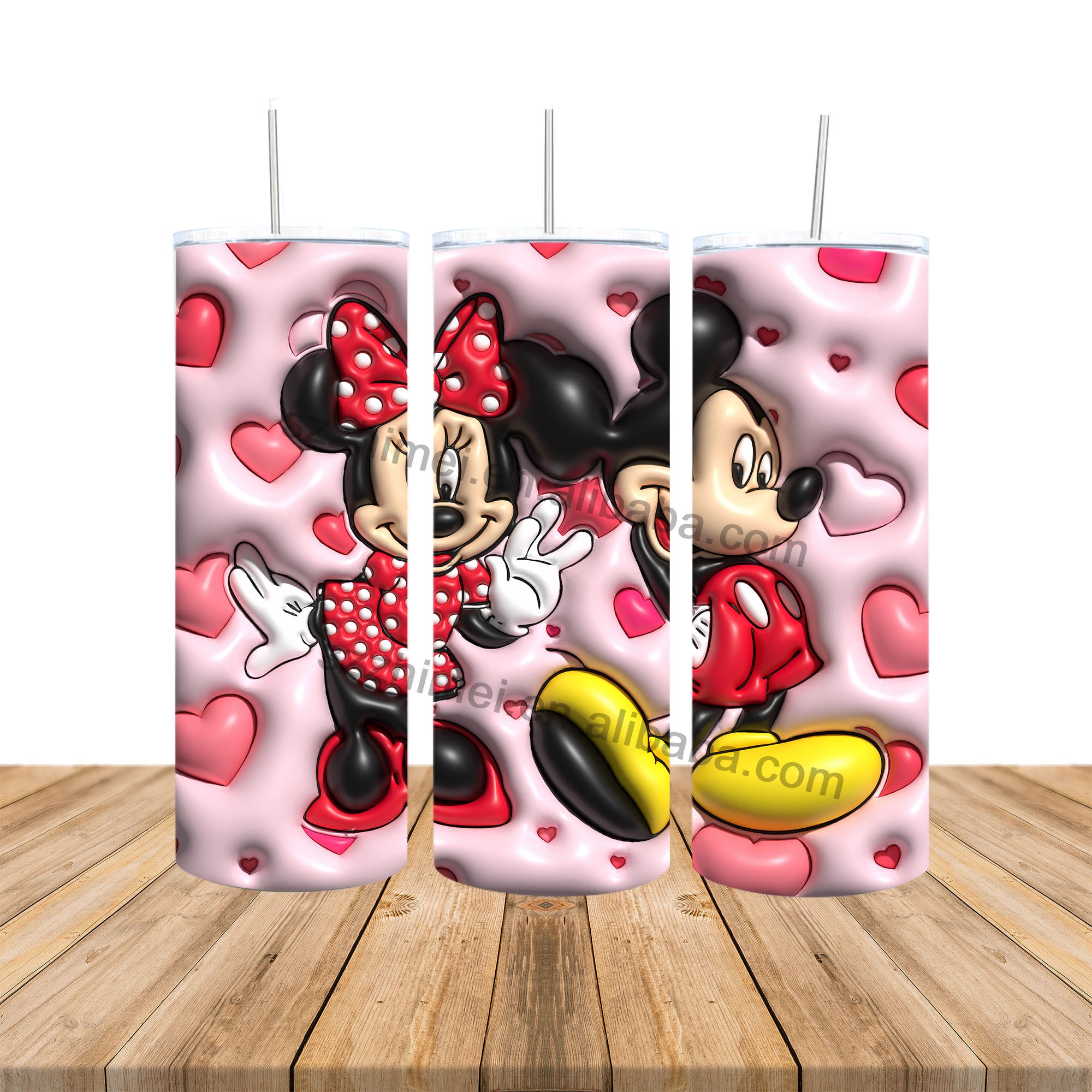 Lowest price custom 3d cute mouse stitch Tumbler Cup 20oz cartoon kids stainless steel water bottle coffee mugs with straw