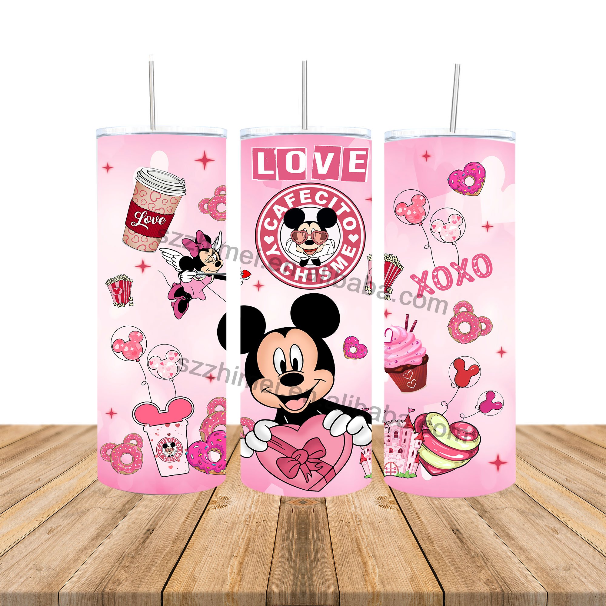 Lowest price custom 3d cute mouse stitch Tumbler Cup 20oz cartoon kids stainless steel water bottle coffee mugs with straw