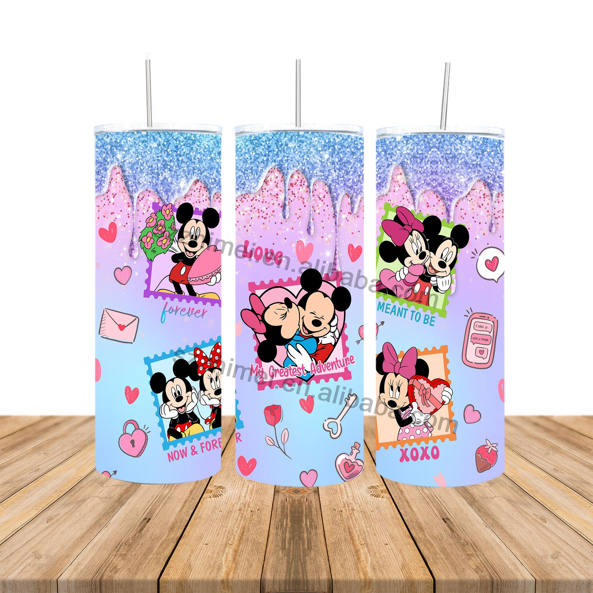 Lowest price custom 3d cute mouse stitch Tumbler Cup 20oz cartoon kids stainless steel water bottle coffee mugs with straw