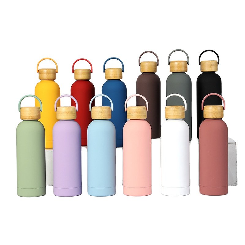 Colorful 500Ml Stainless Steel Rubber Matte Paint Double Wall Thermal Flask Outdoor Small Mouth Water Bottle
