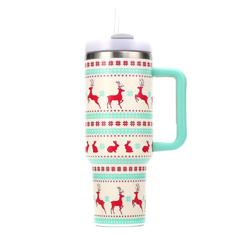 Axp 40oz Stainless Steel Double Wall Insulated Christmas & Halloween 40 Oz Travel Mug Luxury Water Bottle With Straw And Handle