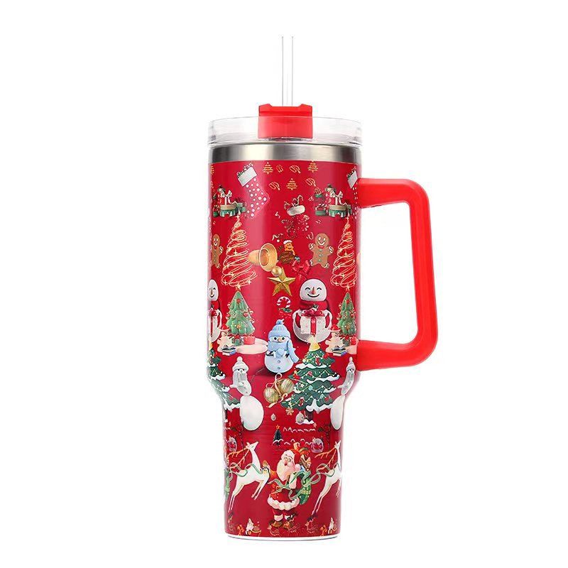 Axp 40oz Stainless Steel Double Wall Insulated Christmas & Halloween 40 Oz Travel Mug Luxury Water Bottle With Straw And Handle