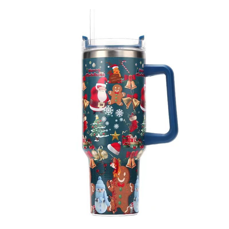 Axp 40oz Stainless Steel Double Wall Insulated Christmas & Halloween 40 Oz Travel Mug Luxury Water Bottle With Straw And Handle