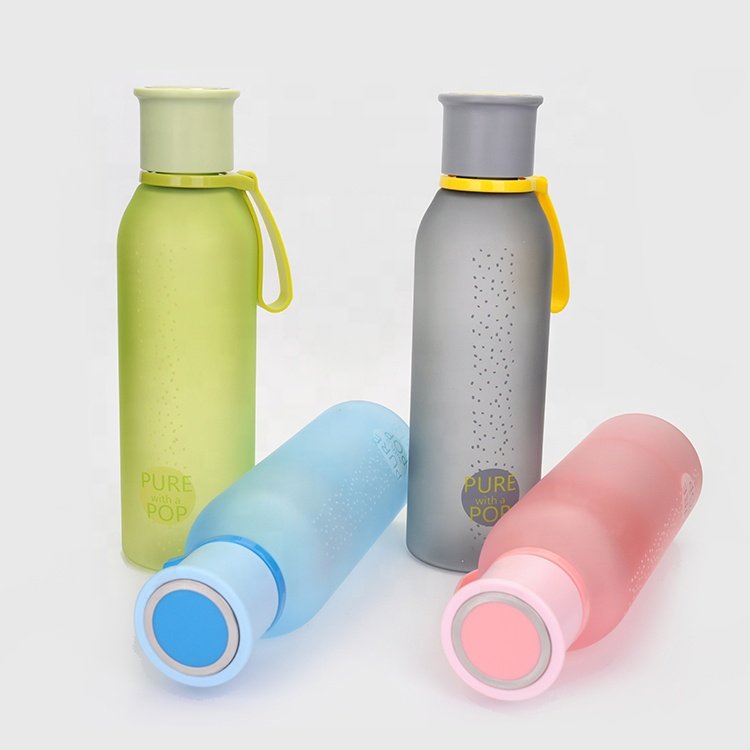 Wholesale Direct Drinking Plastic water bottle with pulling lid bpa free ,Custom frosted plastic brief water bottle