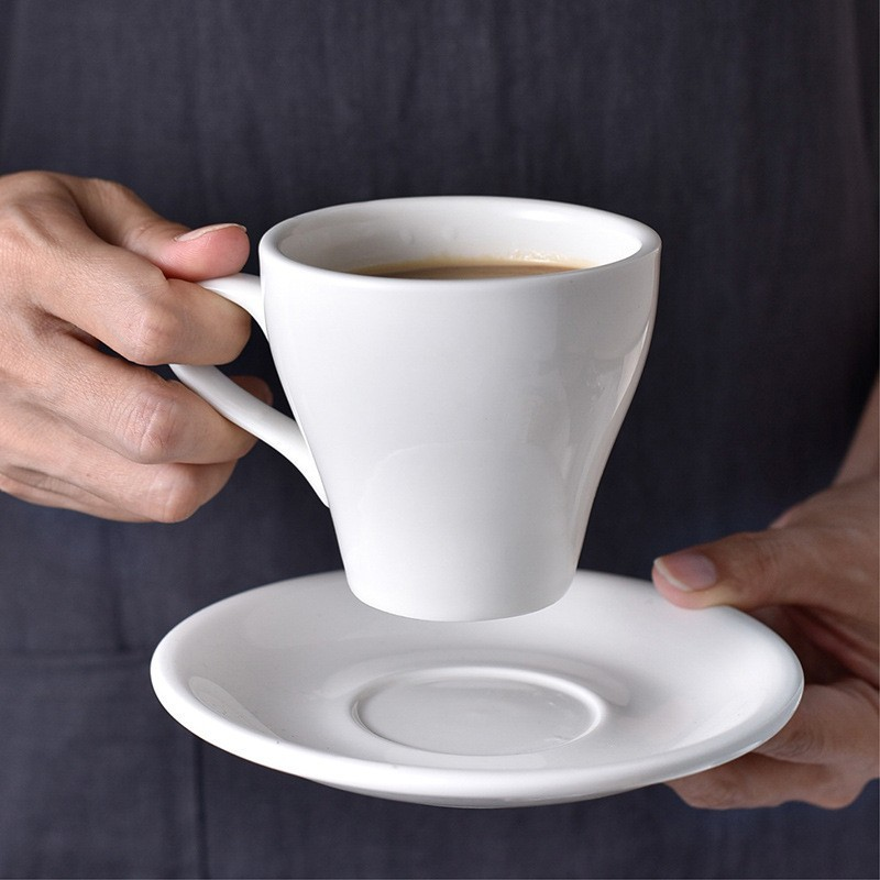 Hotel & Catering Supplies Factory Wholesale OEM LOGO Espresso Cups set Customize Design Coffee Mugs Ceramic White Mug Wedding