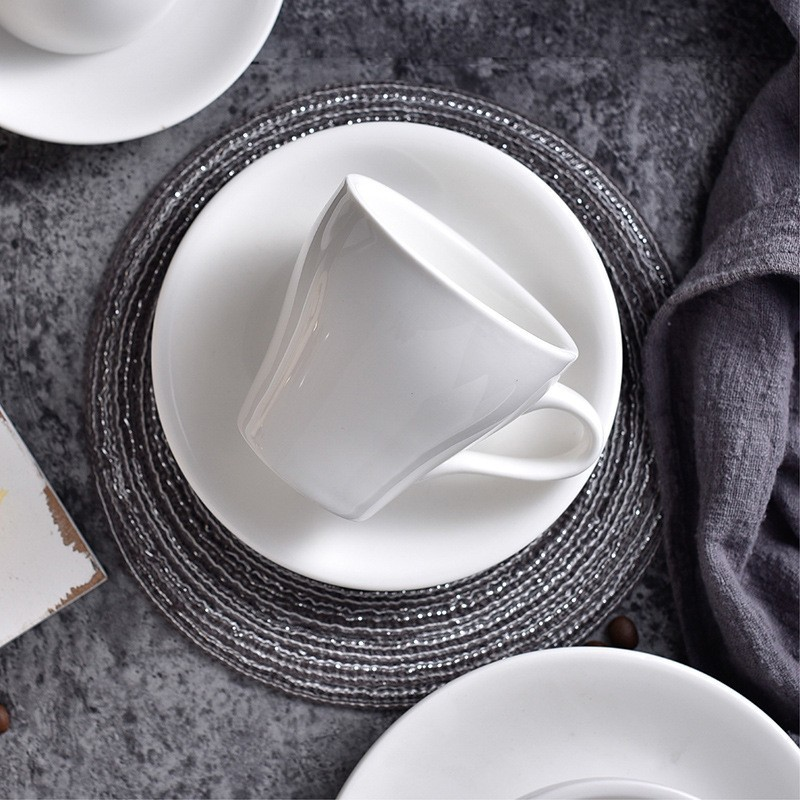 Hotel & Catering Supplies Factory Wholesale OEM LOGO Espresso Cups set Customize Design Coffee Mugs Ceramic White Mug Wedding