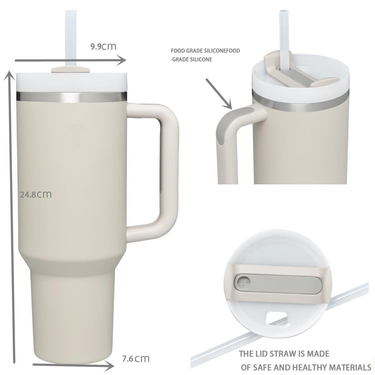 Custom Logo 40oz Tumbler With Straw 40 oz Handgrip Coffee Mug Cup 30 oz 30oz 40oz Outdoor Mugs 40oz White Tumbler With Handle