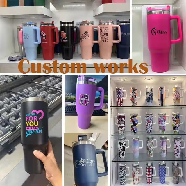Custom Logo 40oz Tumbler With Straw 40 oz Handgrip Coffee Mug Cup 30 oz 30oz 40oz Outdoor Mugs 40oz White Tumbler With Handle