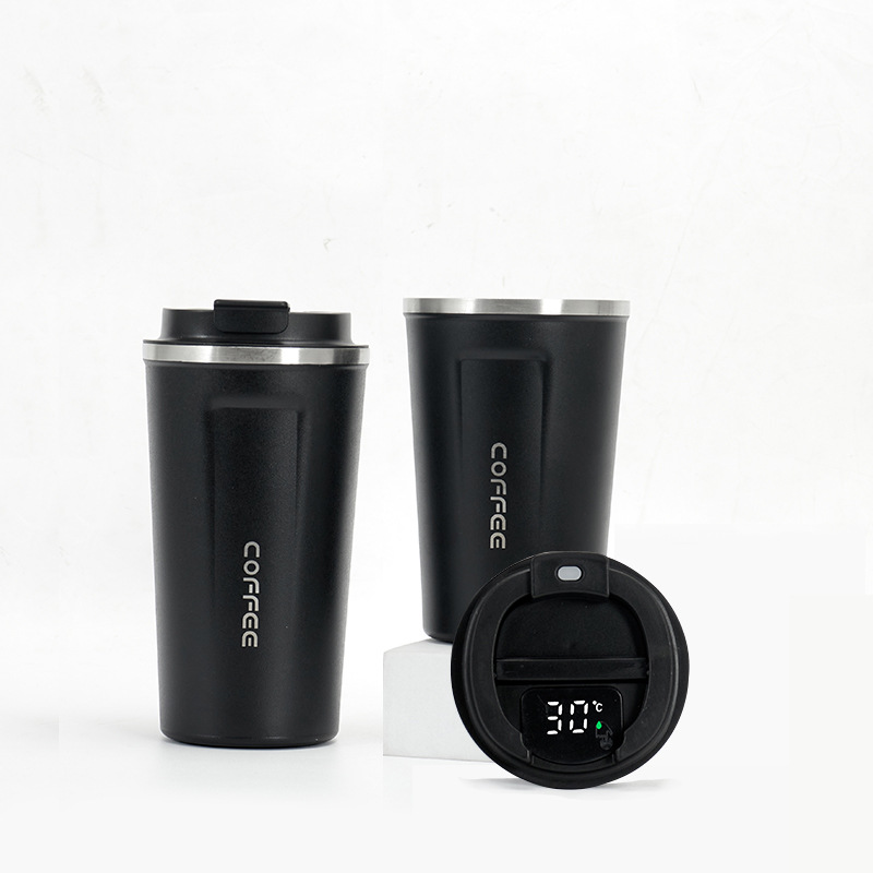LED lid temperature 380ml 510ml metal double walled insulated coffee smart mug custom cups with personalise logo